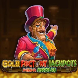 Gold Factory Jackpots Mega Moolah logo by Aurum Signature Studios at Spinbara Casino
