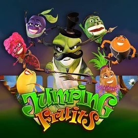Jumping Fruits online game logo by Wazdan on spinbaracasinos-es.com